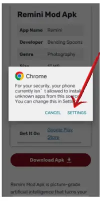 allow settings of unknown apps to install