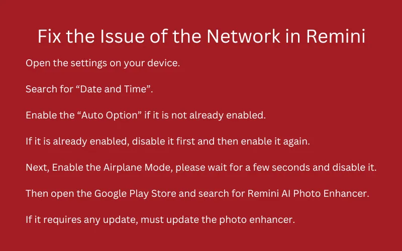 Fix the Issue of the Network in Remini